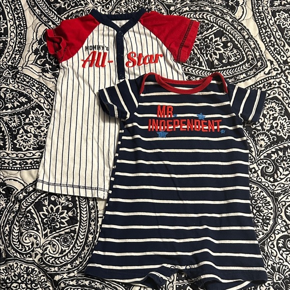 Red and Blue Striped Baby Rompers Bundle - Picture 1 of 4
